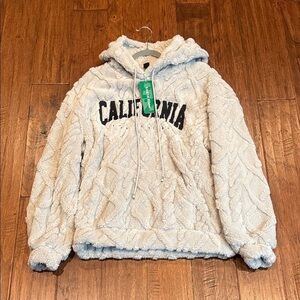 NWT! Large CALIFORNIA Los Angeles Light Gray Fleece Hoodie